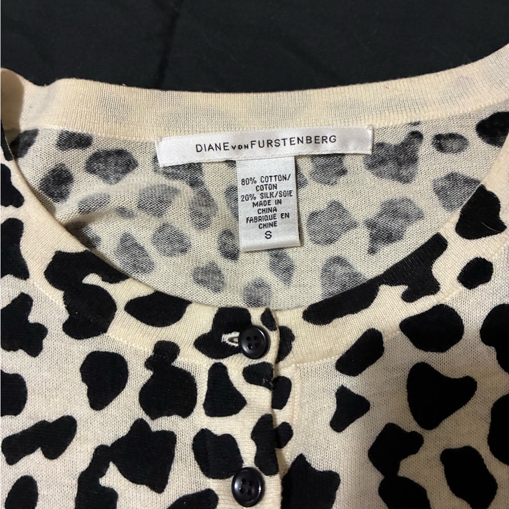 Diane Von Furstenberg Black and Cream Knit Sweater